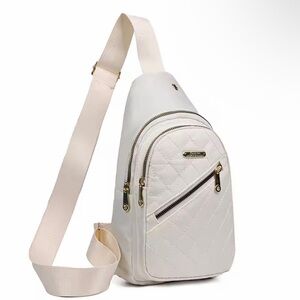 Elegant Cream Quilted Sling Bag